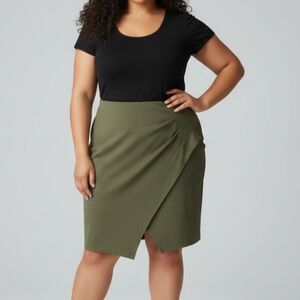 Catherine's Faux Wrap Pencil Skirt with Stretch
